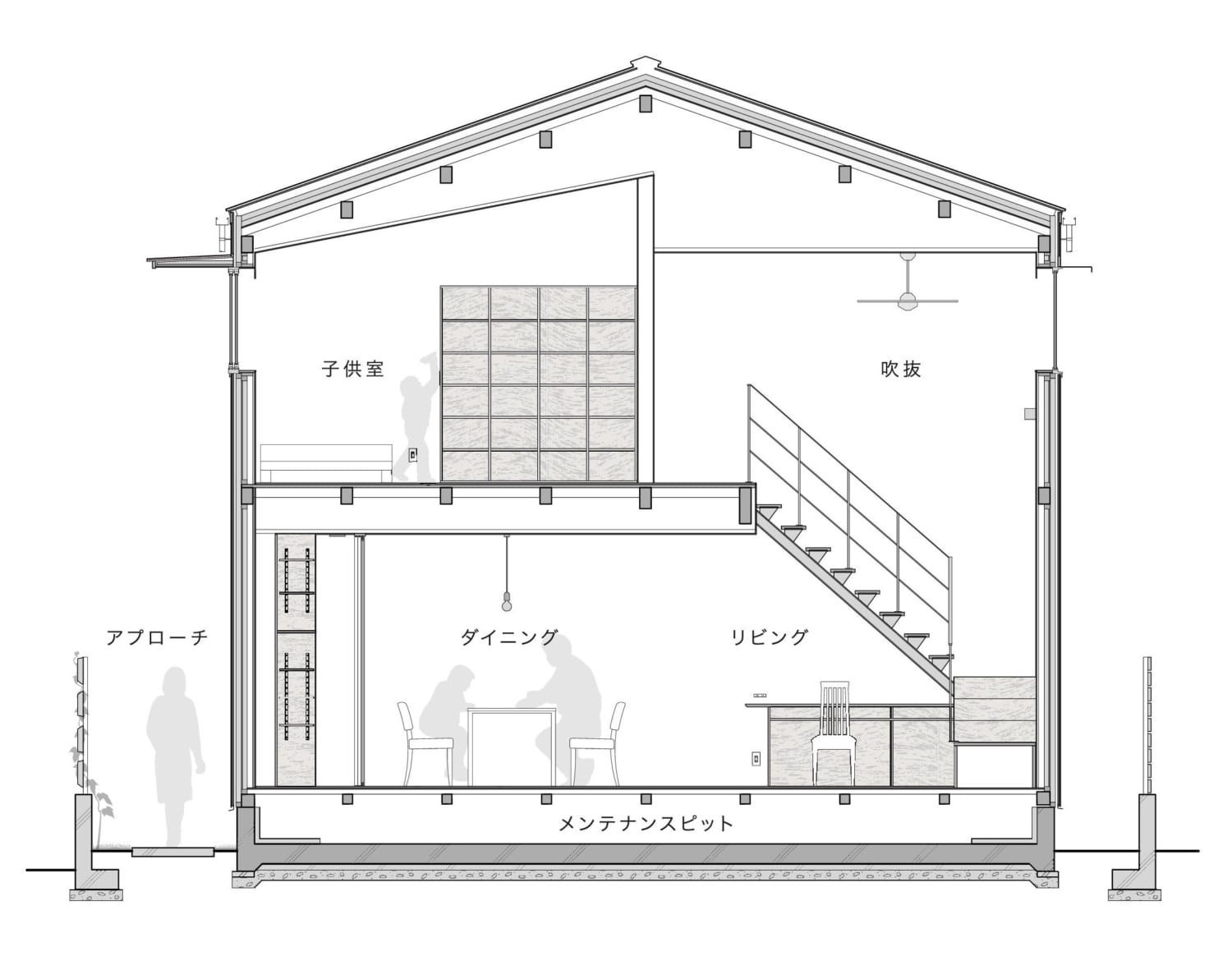 断面図1 | 建築家ポータルサイト KLASIC（クラシック） | 理想の注文住宅を建てよう。建築事例一覧、建築家検索ならおまかせください