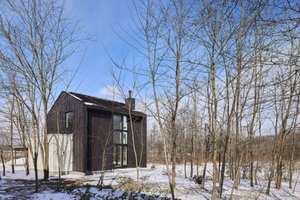 木立の中での暮らしを楽しむ 河畔林にそっとたたずむ家